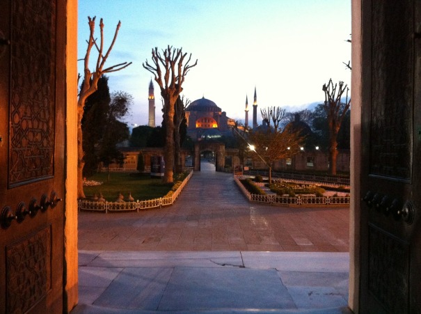 In the distance, the Hagia Sophia temple is visible